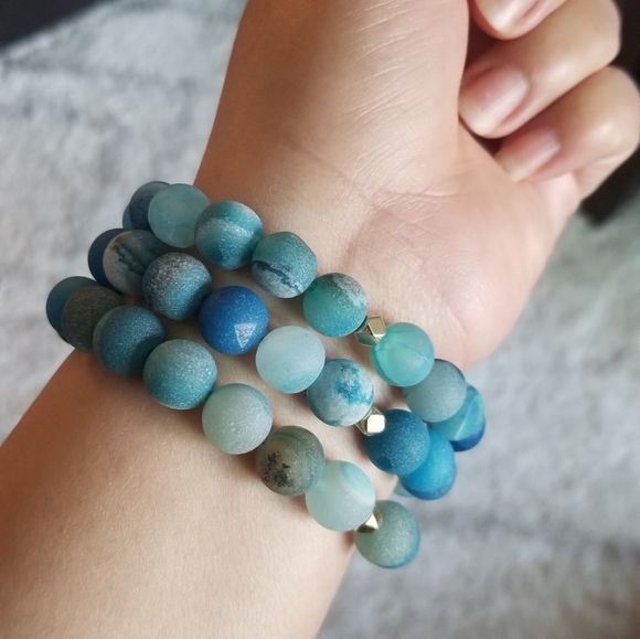 Lovely 3Pcs/Set Natural Druzy Gem Stone Bracelets - Picture 6 of 6